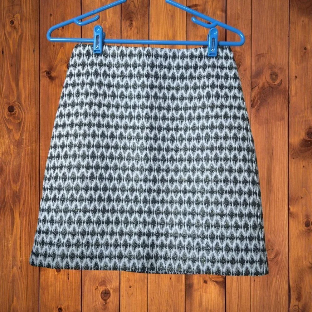 LOFT Petites Ann Taylor Size 0P Metallic Zip Closure Pencil A-Line Skirt